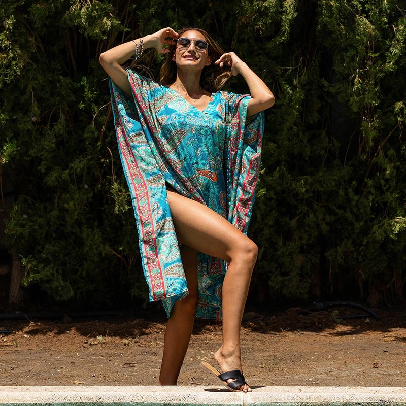 'Orla' Turquoise Paisley Kaftan