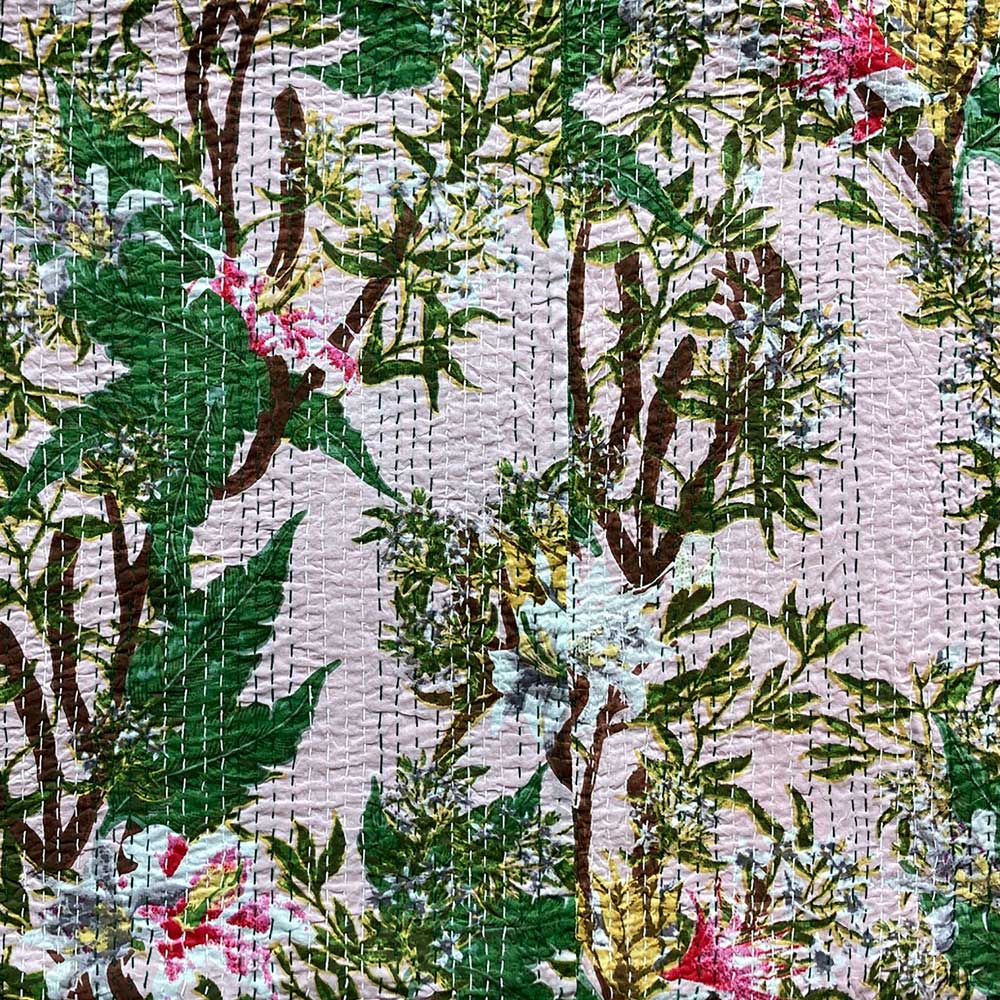 Pink Stargazer Lily Kantha Throw