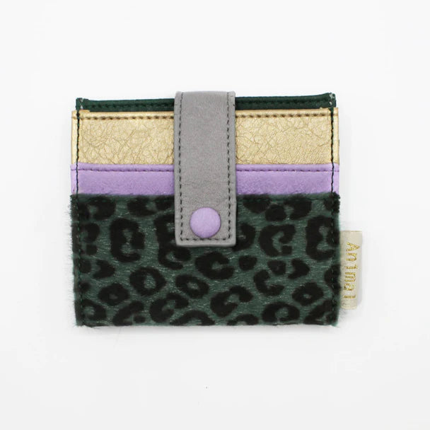 Lilac Leopard Animal Print Fold Over Card Holder