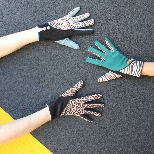 Zebra Animal Print Green Gloves
