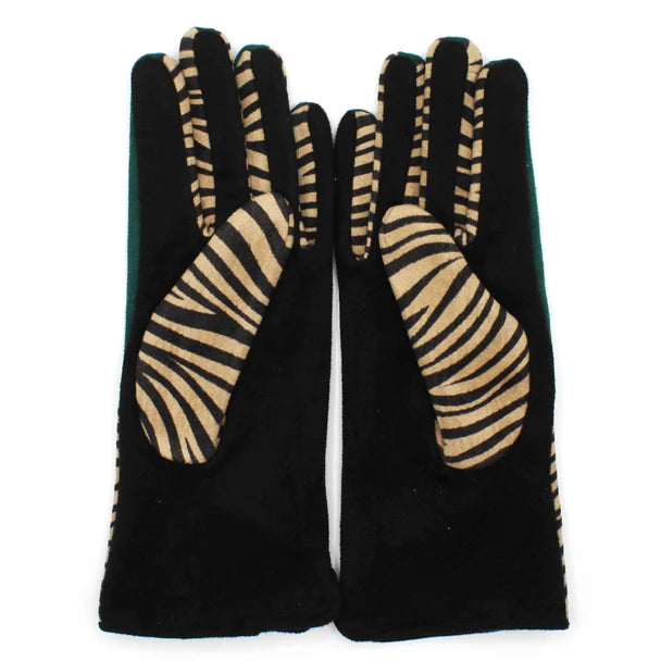 Zebra Animal Print Green Gloves