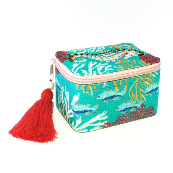 Coral Seahorse Travel Jewellery Box