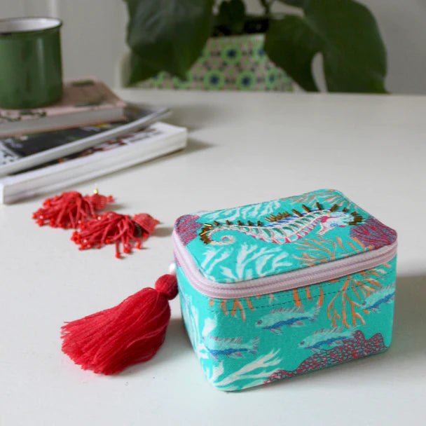 Coral Seahorse Travel Jewellery Box