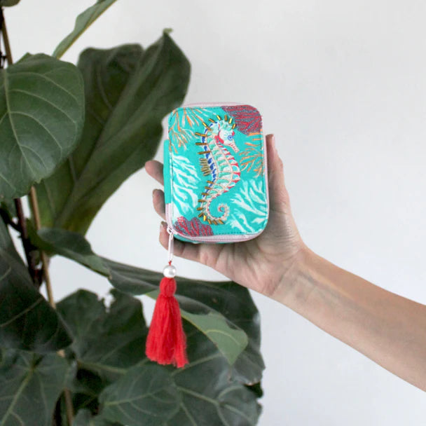 Coral Seahorse Travel Jewellery Box
