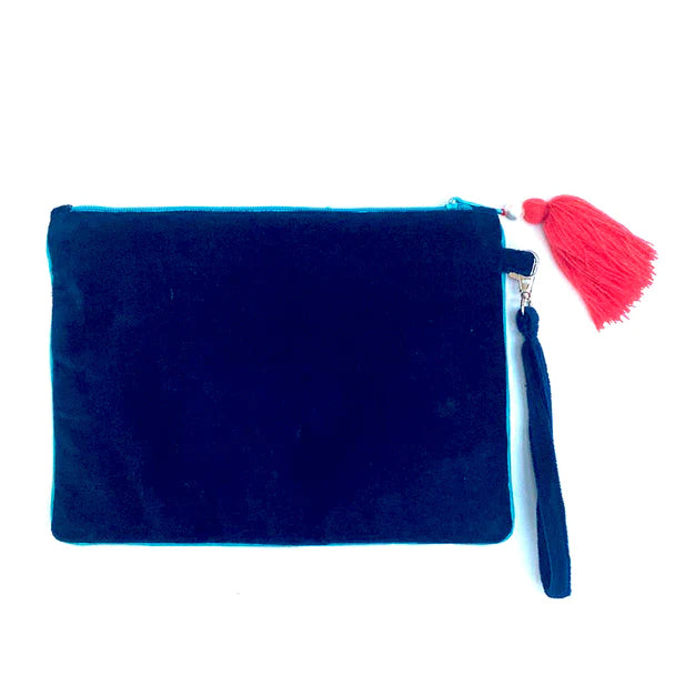 Coral Lobster Velvet Clutch Bag