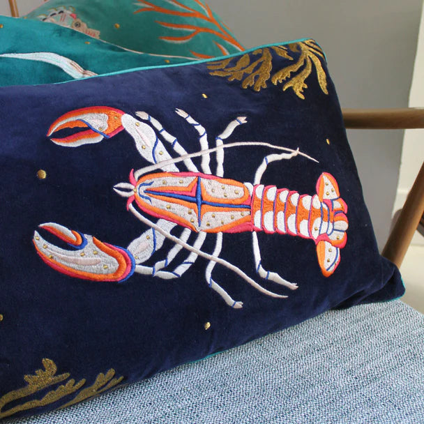 Coral Velvet Lobster Cushion