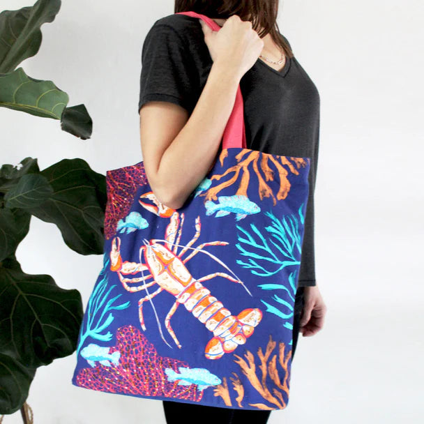 Coral Lobster Shopper Bag