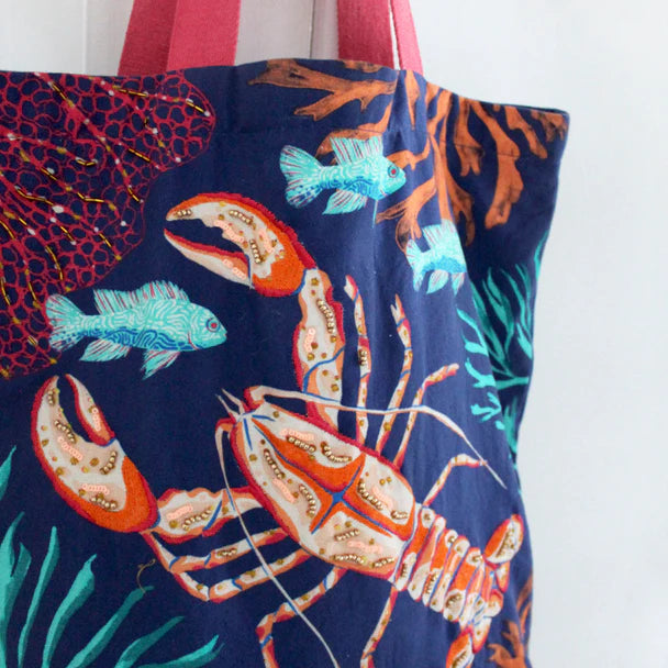 Coral Lobster Shopper Bag