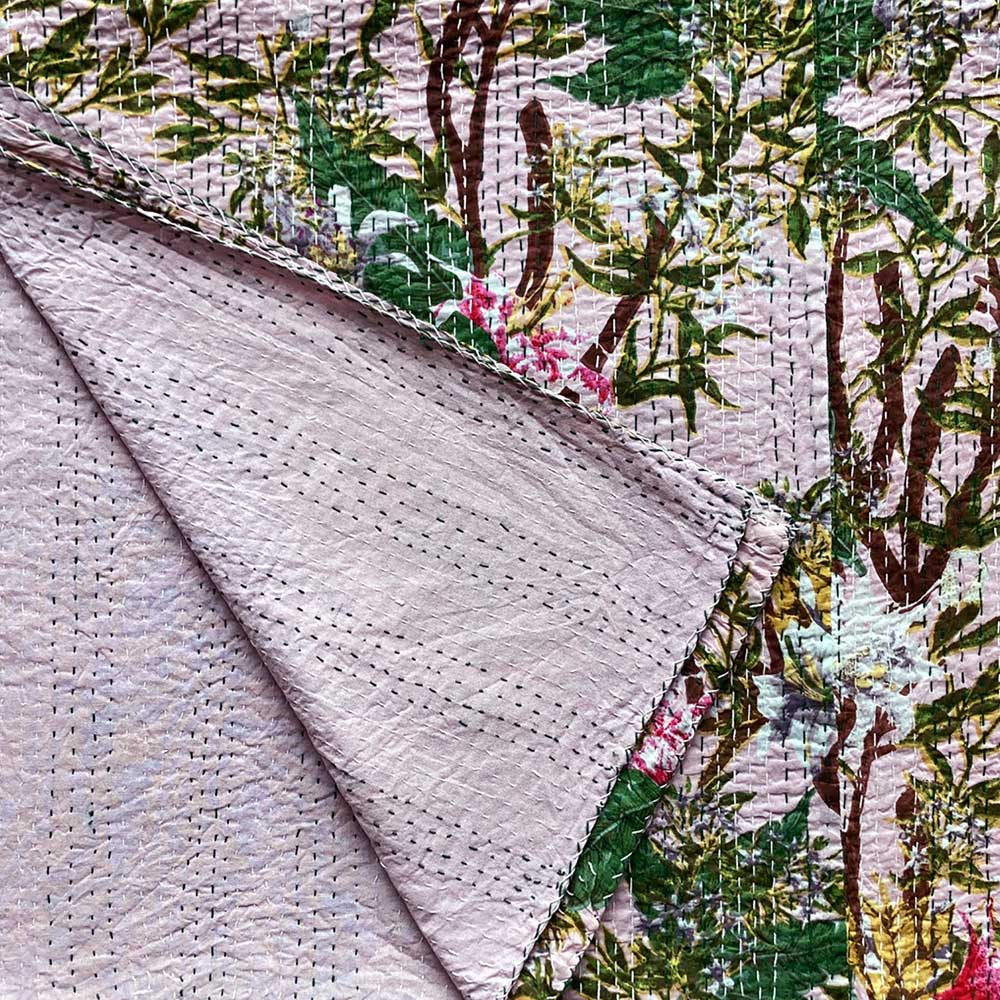 Pink Stargazer Lily Kantha Throw