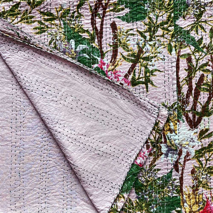 Pink Stargazer Lily Kantha Throw