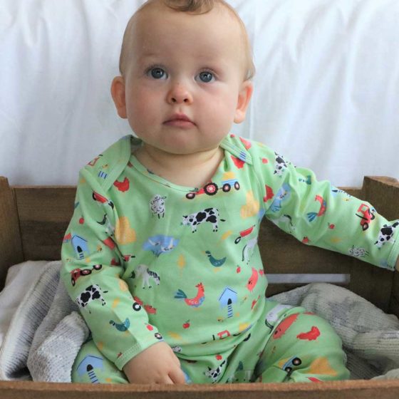 Farmyard Print Baby Jumpsuit
