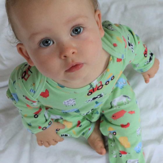 Farmyard Print Baby Jumpsuit