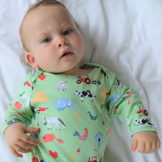 Farmyard Print Baby Jumpsuit