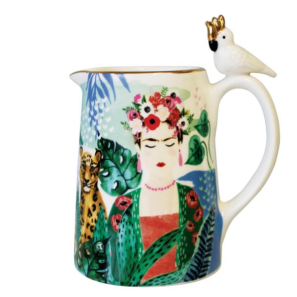 Illustrated Tropical Frida Kahlo Jug
