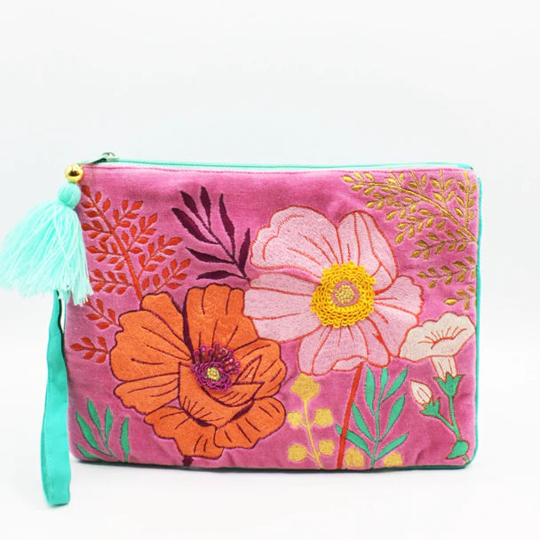 Posy Hot Pink Velvet Clutch Bag