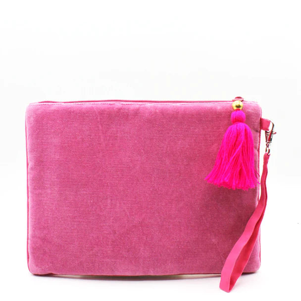 Posy Yellow Velvet Clutch Bag