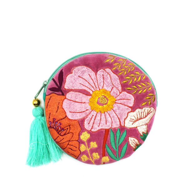 Posy Hot Pink Round Velvet Purse