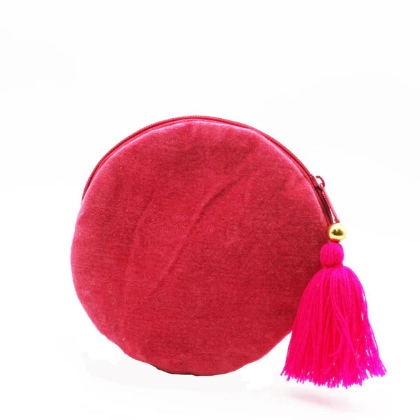Posy Orange Round Velvet Purse