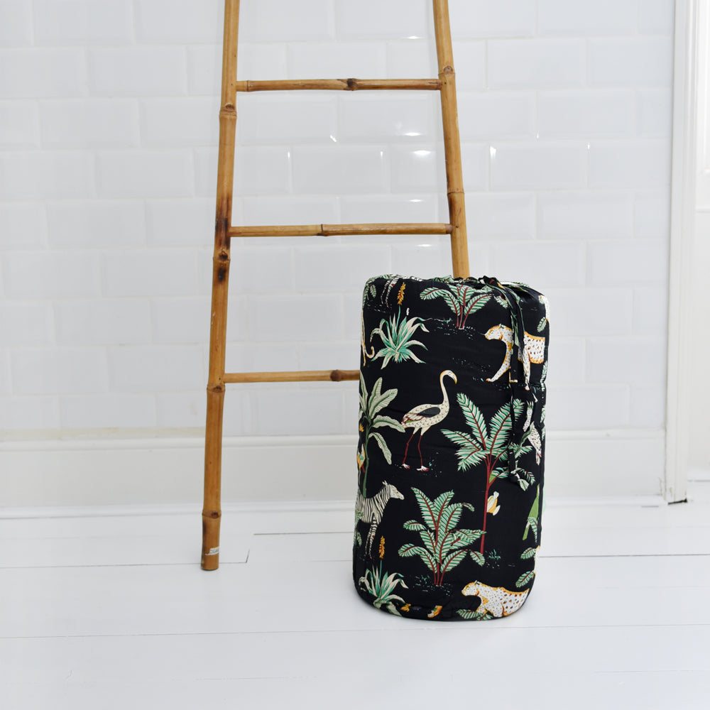 Safari At Night Print Cotton Indian Bed Quilt