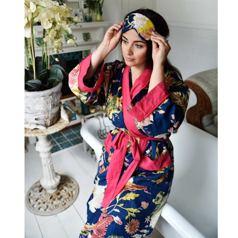 Blue Carnation Cotton and Satin Eye Mask