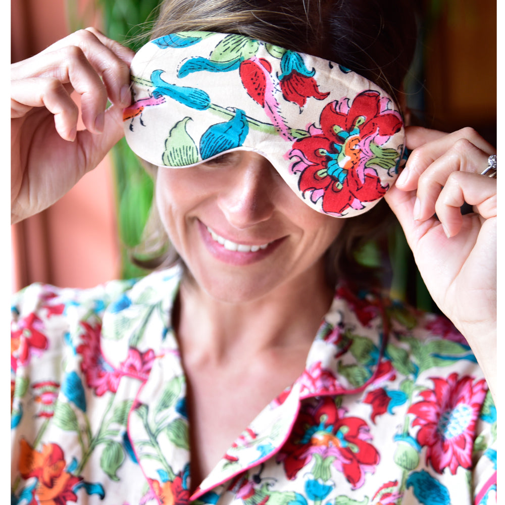 Floral Garden Cotton and Satin Eye Mask