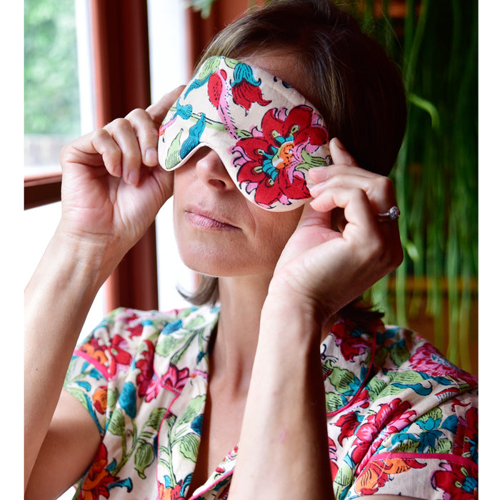 Floral Garden Cotton and Satin Eye Mask