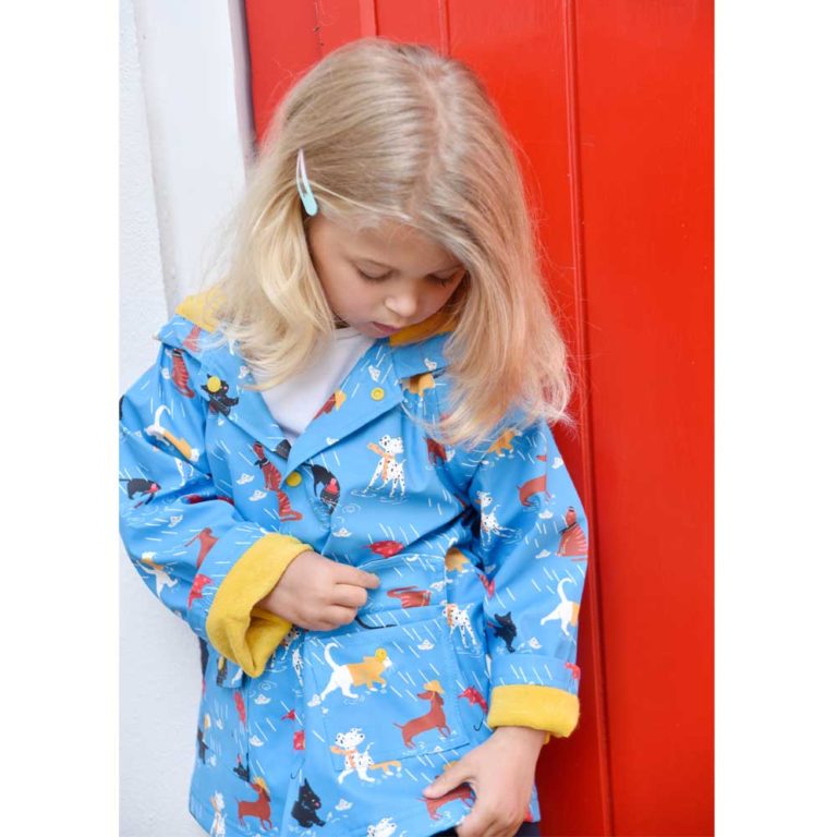 Children's Cat And Dog Print Raincoat