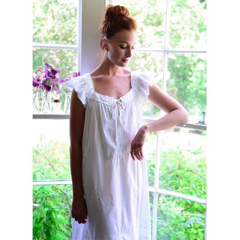 Ladies White Cotton Nightdress 'Margo'