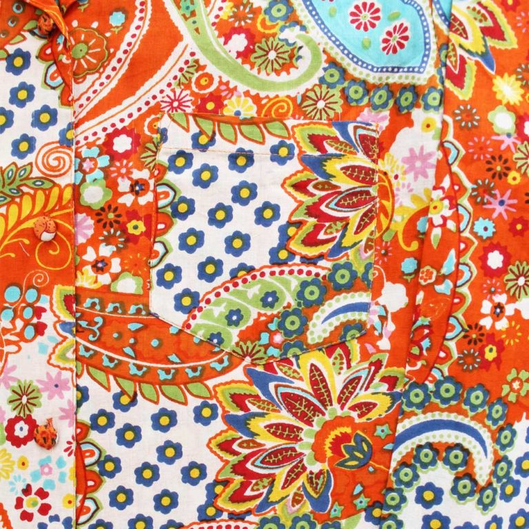 Ladies Orange Paisley Print Cotton Pyjamas