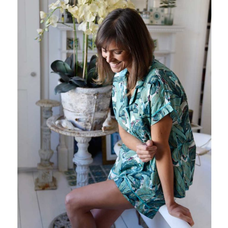 Green Leaf Print Pyjama Set