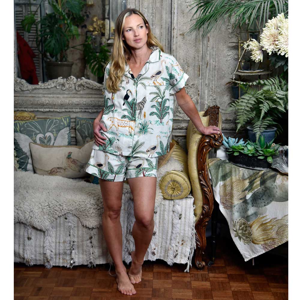 Cream silk best sale pajama set