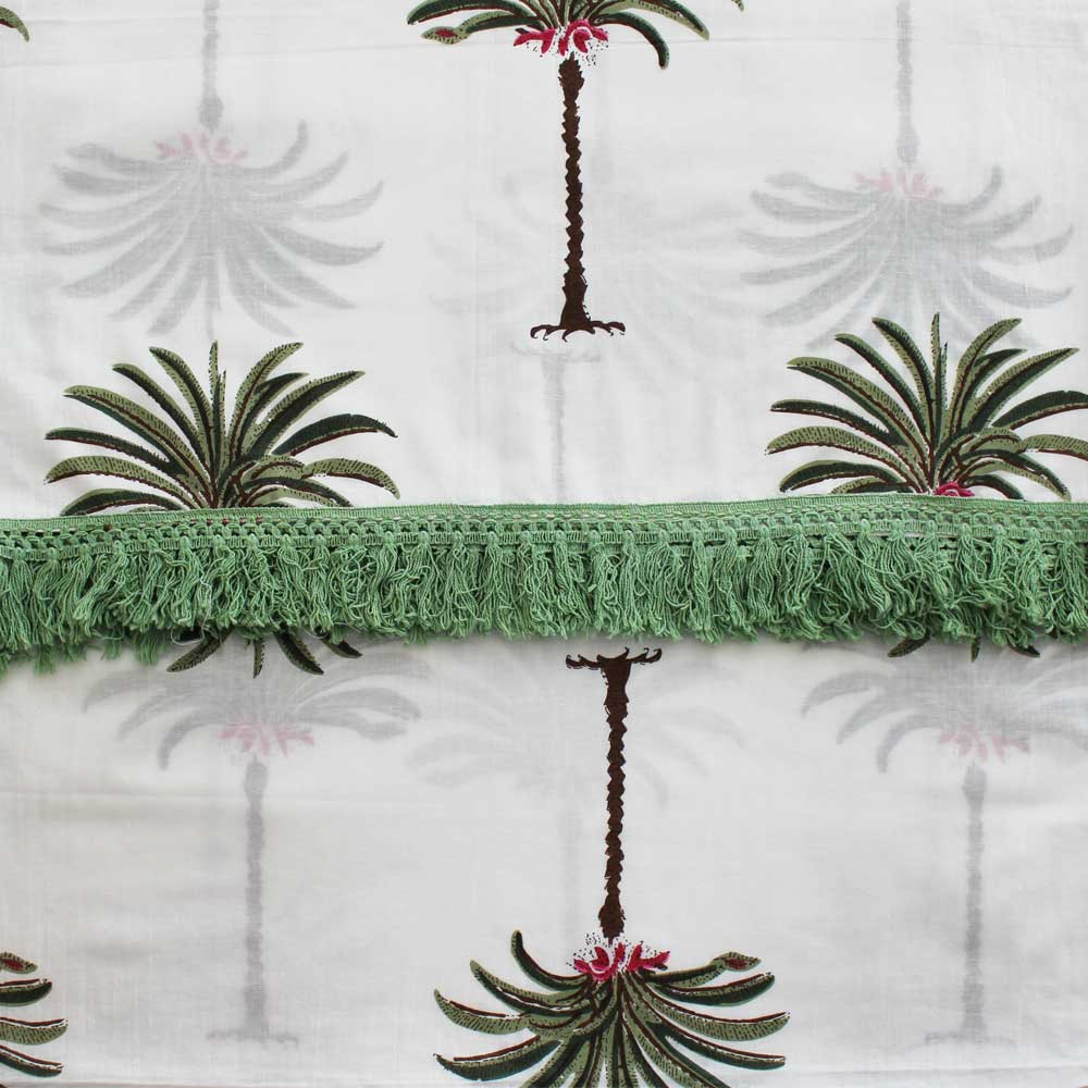 Block Printed Green Palm Tree Cotton Sarong