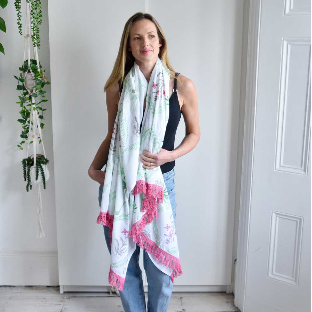 Pink Floral Palm Tree Print Sarong