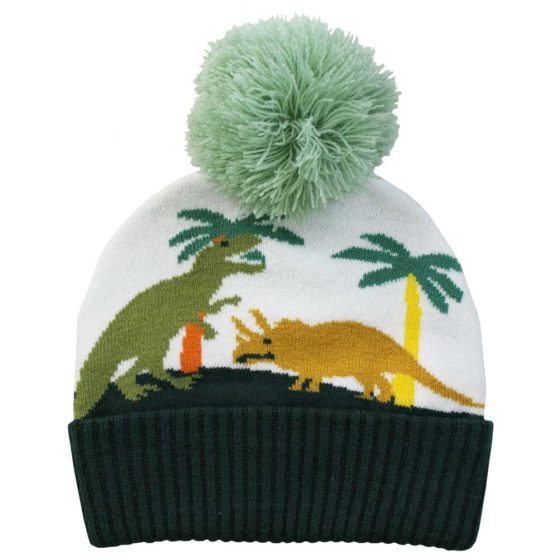 Knitted Dinosaur Hat with Pom Pom
