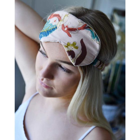 Pink Exotic Flower Cotton and Satin Eye Mask