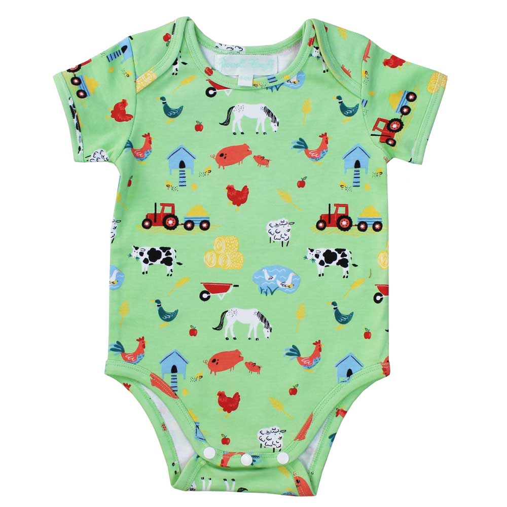 Farmyard Print Baby Grow