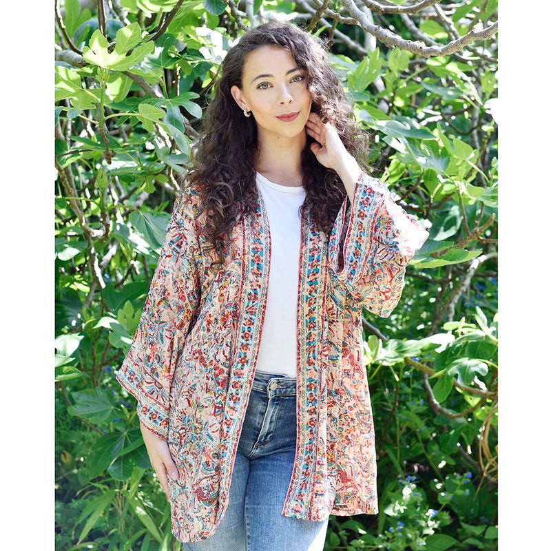 Red, Blue & Orange Paisley Viscose Summer Jacket