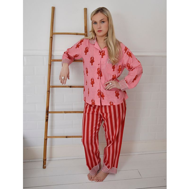 Pink & Red Lobster Cotton Pyjamas