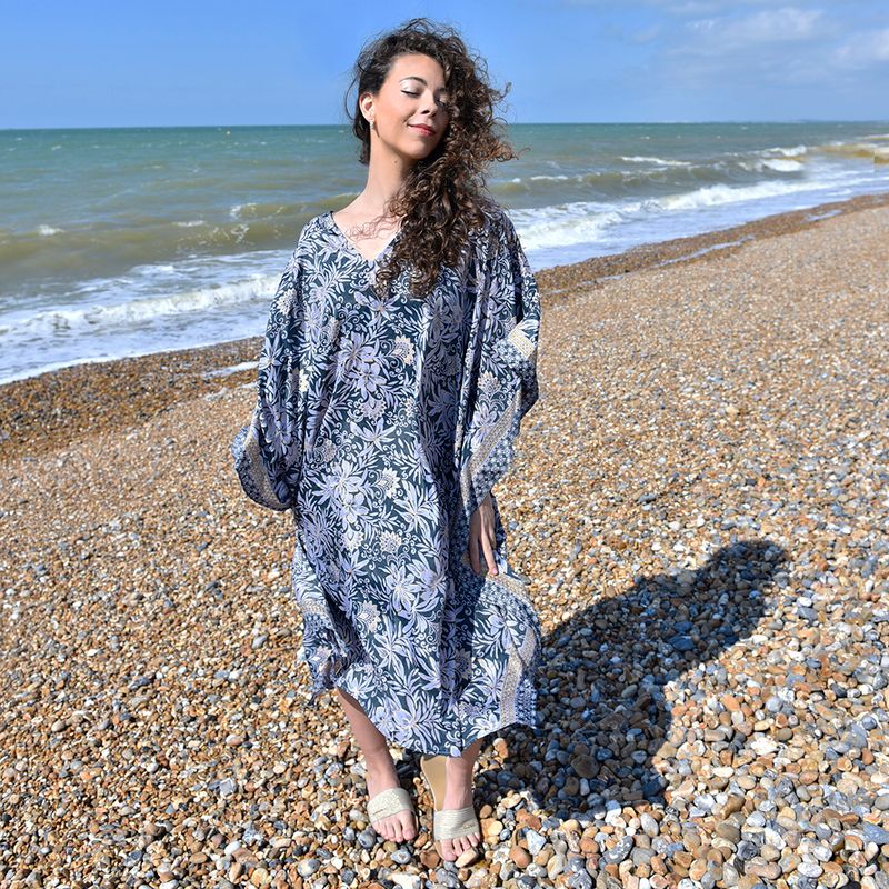 'Jessa' Black & Gold Floral Kaftan