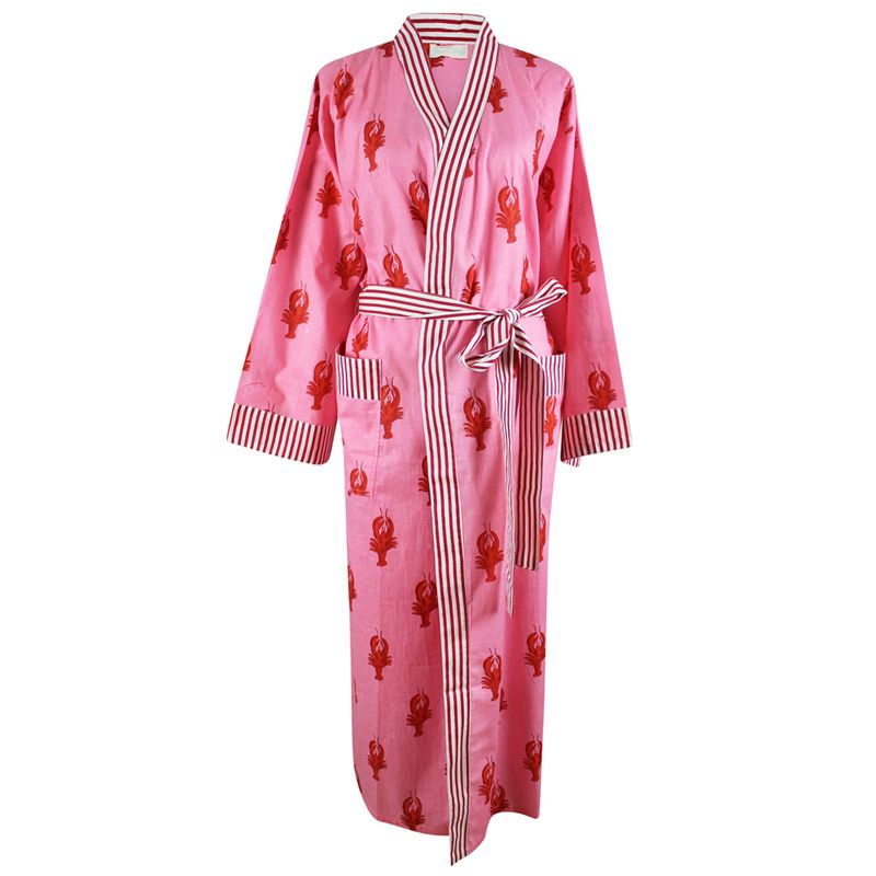Pink & Red Lobster Cotton Dressing Gown
