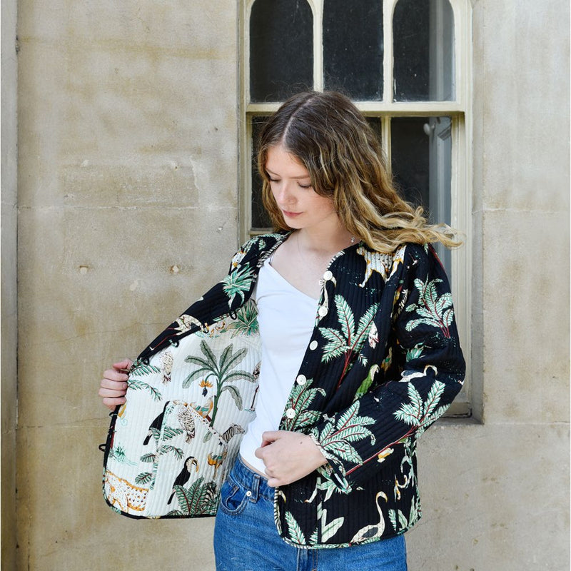 Cream Floral Quilted Jacket