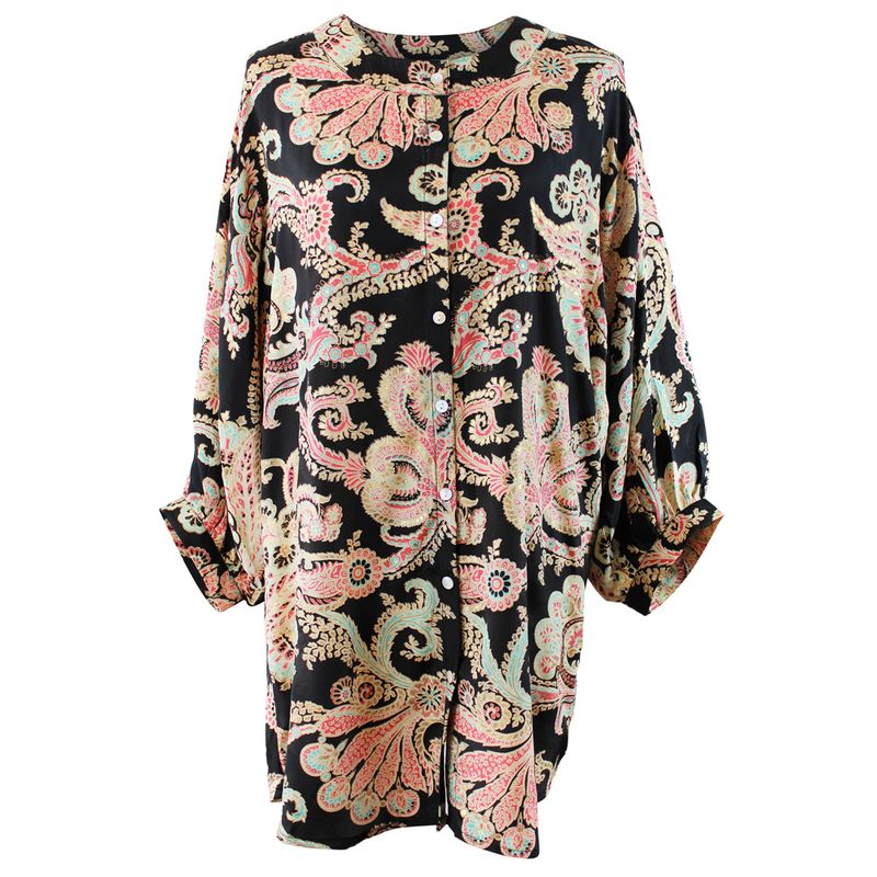 'Daphne' Black, Rose & Gold Floral Baroque Button Down Shirt