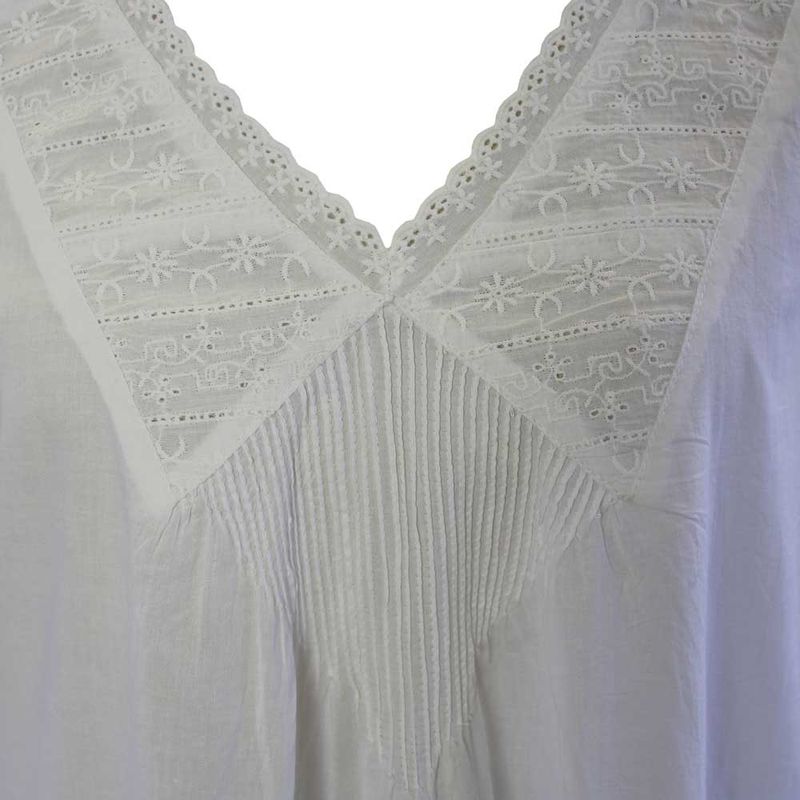 Ladies Sleeveless Embroidered Nightdress with Dainty Pin Tucking 'Jane'