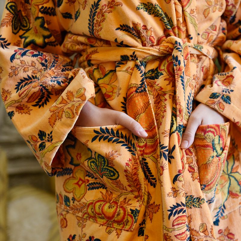 Velvet Orange Exotic Bouquet Dressing Gown