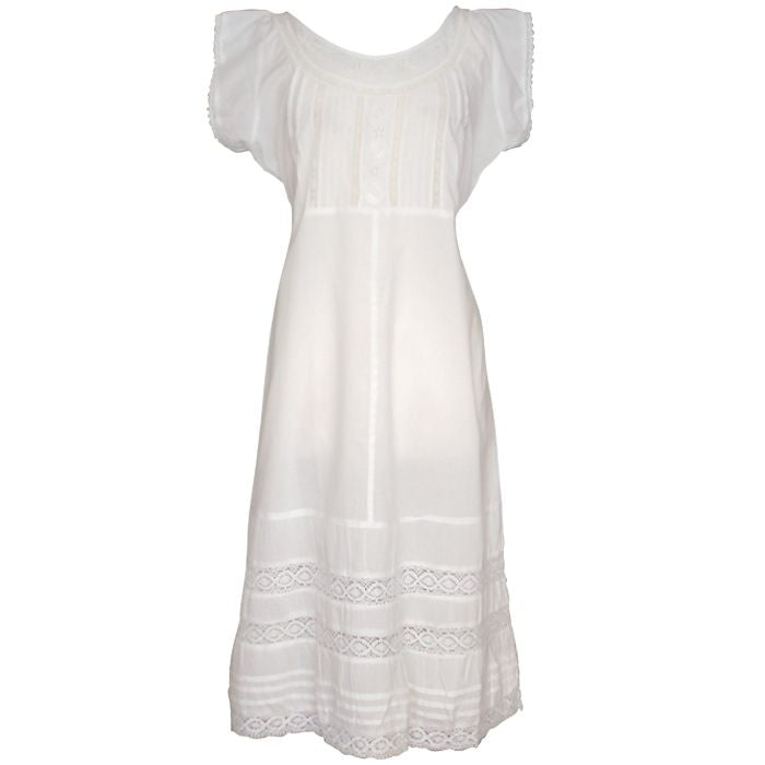 Ladies Cap Sleeve Embroidered Cotton Nightdress 'Katherine'