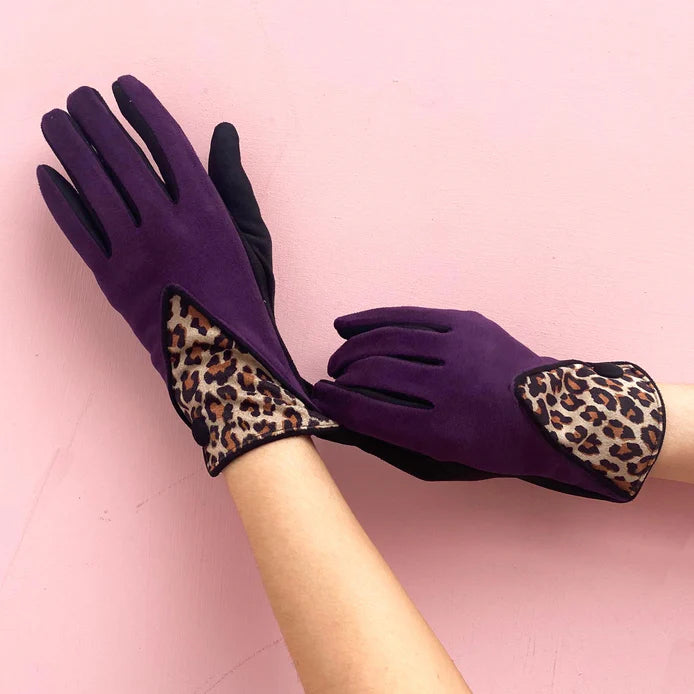 Animal Print Berry Leopard Gloves