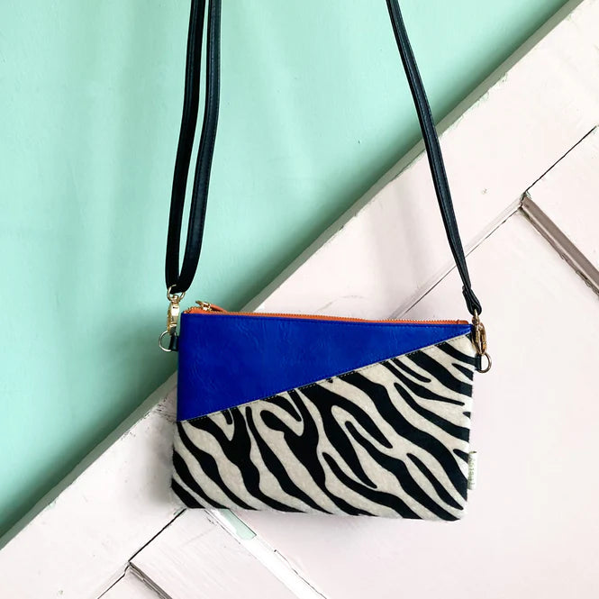 Blue Zebra Animal Print Clutch Bag