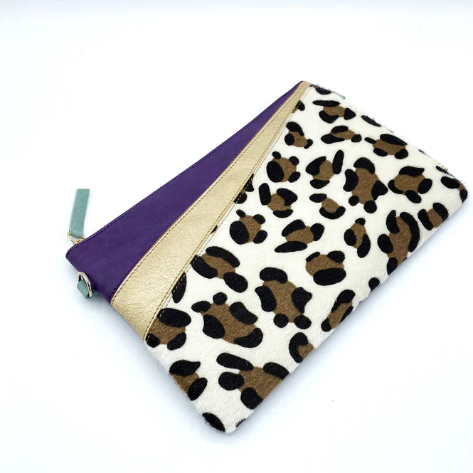 Purple Leopard Animal Print Clutch Bag
