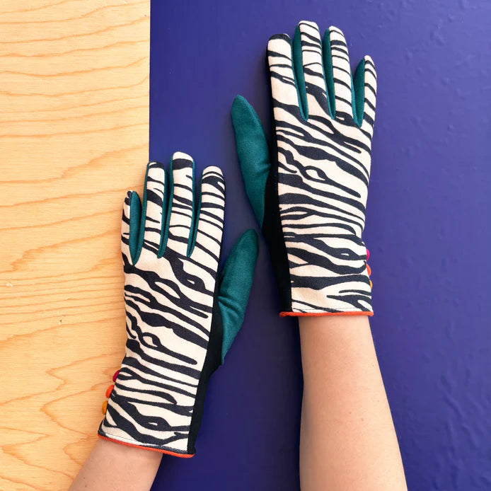 Animal Print Black & White Zebra Gloves