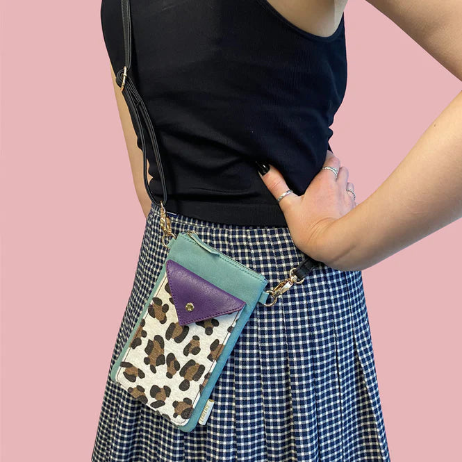 Purple Leopard Animal Print Phone Bag